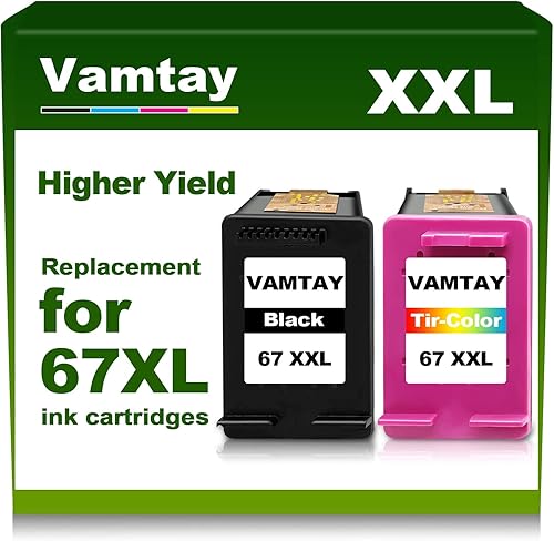 Miniatura 8 de Cartuchos de tinta 67 XXL remanufacturados de repuesto para cartuchos de tinta Hp 67XL 67 XL, color negro, paquete combinado compatible con