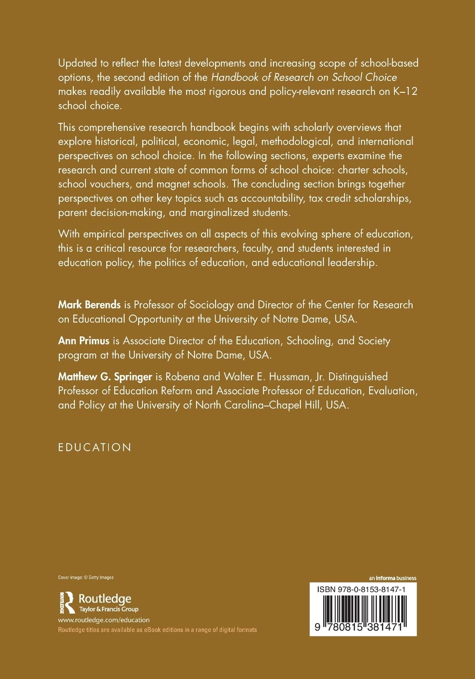 Handbook of Research on School Choice      2nd Edition