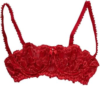 Shirley of Hollywood Womens Chopper Lace Shelf Bra, 324, Red, 32