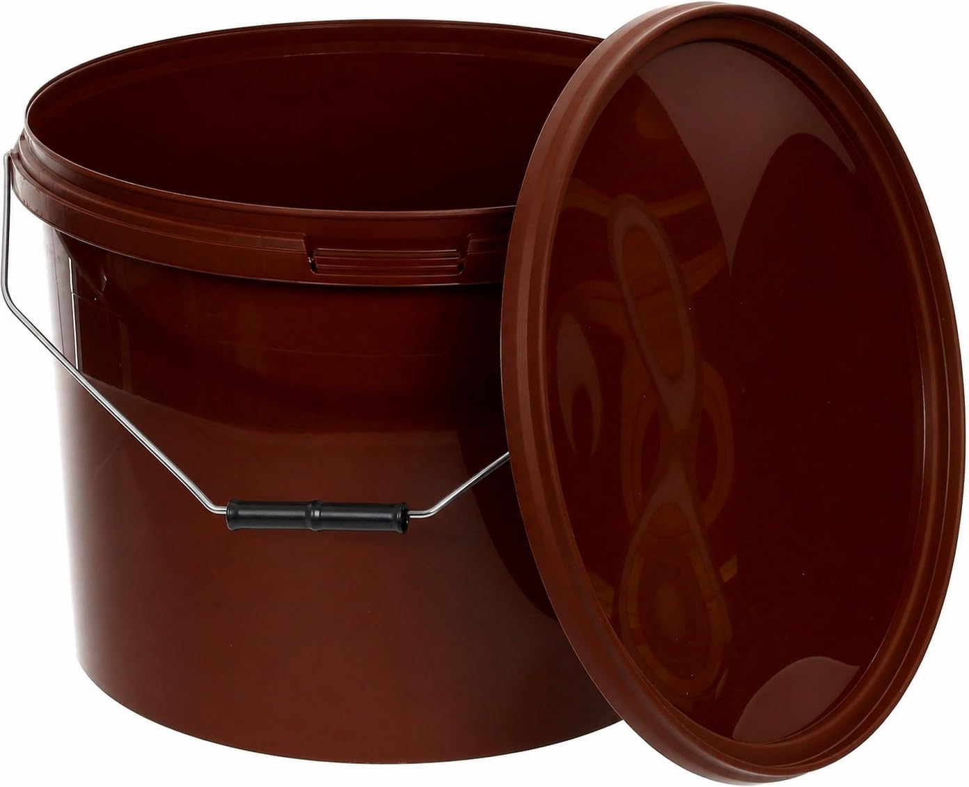 BenBow bucket with lid 2,20 gal (10l) brown 20x 10 litres - food-safe, stable, airtight, leak-proof, odourless - plastic storage container, with handle - empty — image 1