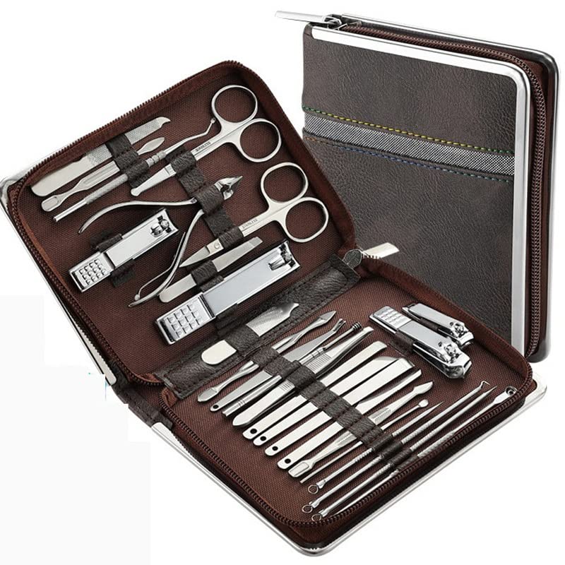 Maniküre-Set aus Edelstahl: Nagelknipser, Schere, Nagelhautzange, Werkzeugset mit Reiseetui,C-As Shown