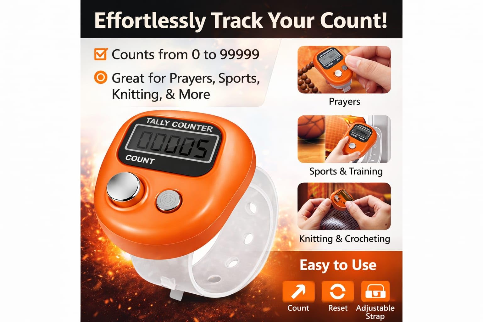 Multiuse Finger Counter – Portable Digital Hand Jaap Counter, Chanting & Mantra Jap Counting Machine, Mini Mala Electronic Tally Counter Ring - Pack of 1 image 4