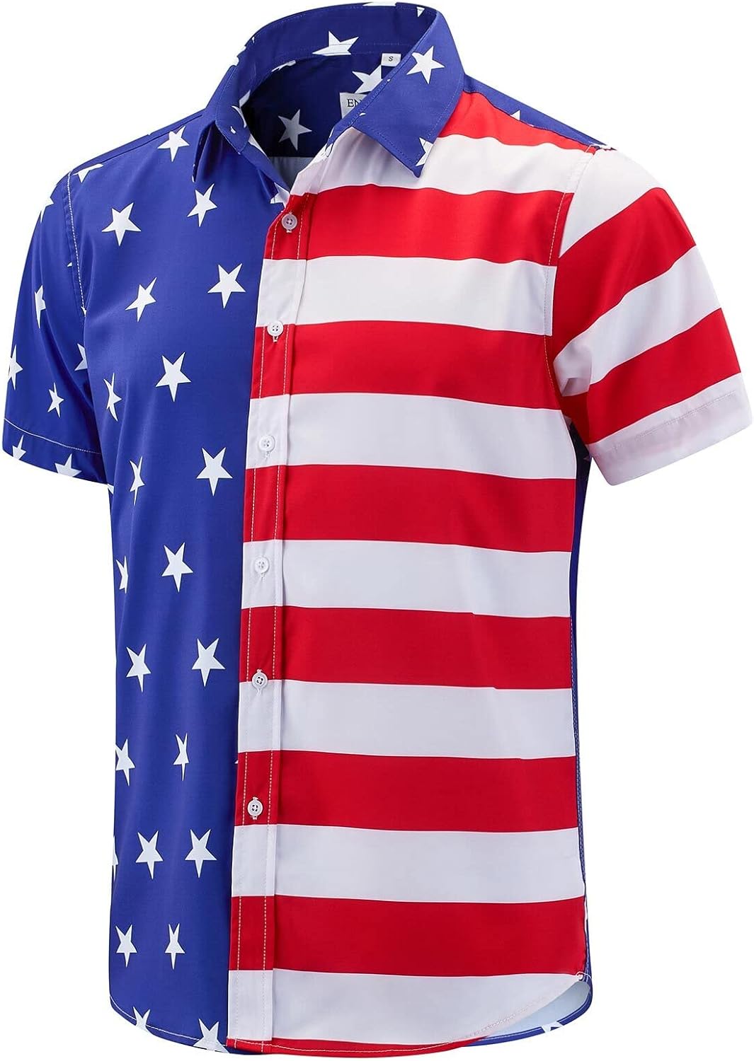 ENVMENST Men's American Flag Button Down Shirts Casual Short Sleeve Patriotic Hawaiian Shirt - Image 2