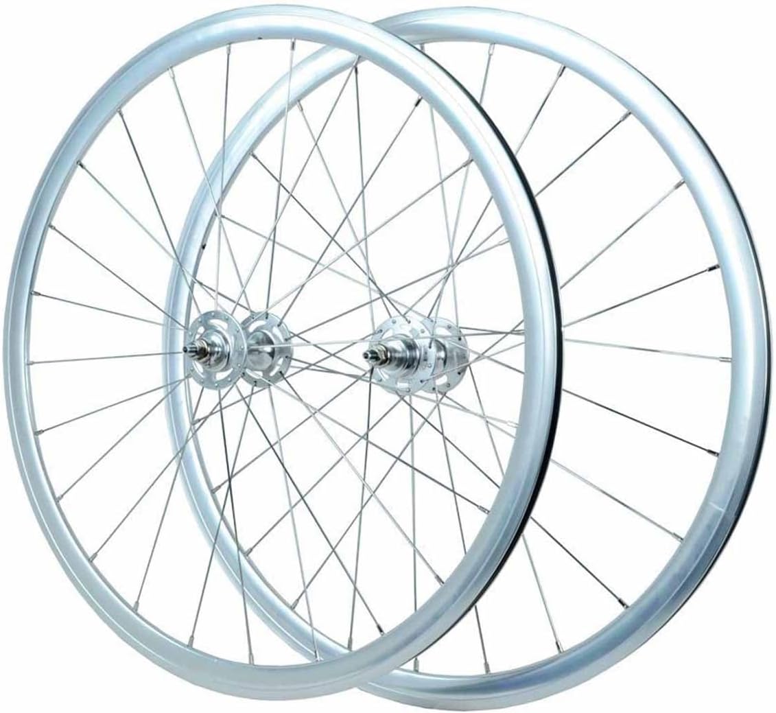 700C Fixed Gear Wheelset Bolt On Hub 9.5x100mm/9.5x120mm Solid Axle, Flip-Flop Threading (Freewheel & Fixed), Single Speed Racing Front Rear Wheels for Track Bike, 2 Sealed Bearing