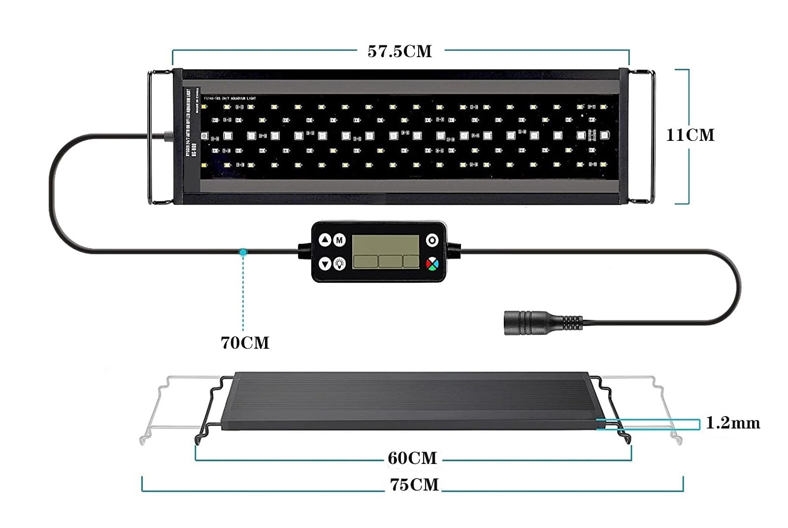 oświetlenie akwarium 60-105cm WRGB Akwarium LED Reef Light Z Timerem Wodoodporna lampa do akwarium Lampa podwodna do akwarium roślinnego(60CM)