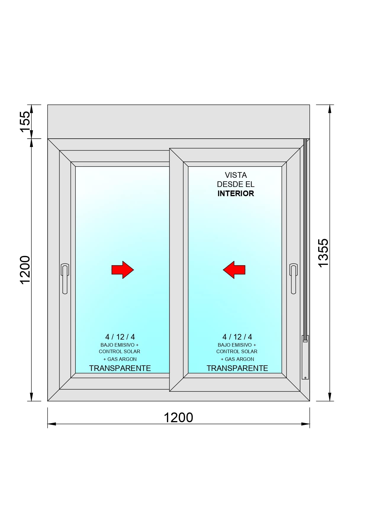 PVC Corredera con Persiana Ventana 1200x1355 2 Hojas