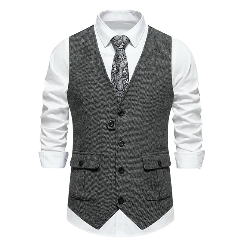 Gilet de costume homme col V style britannique casual chic