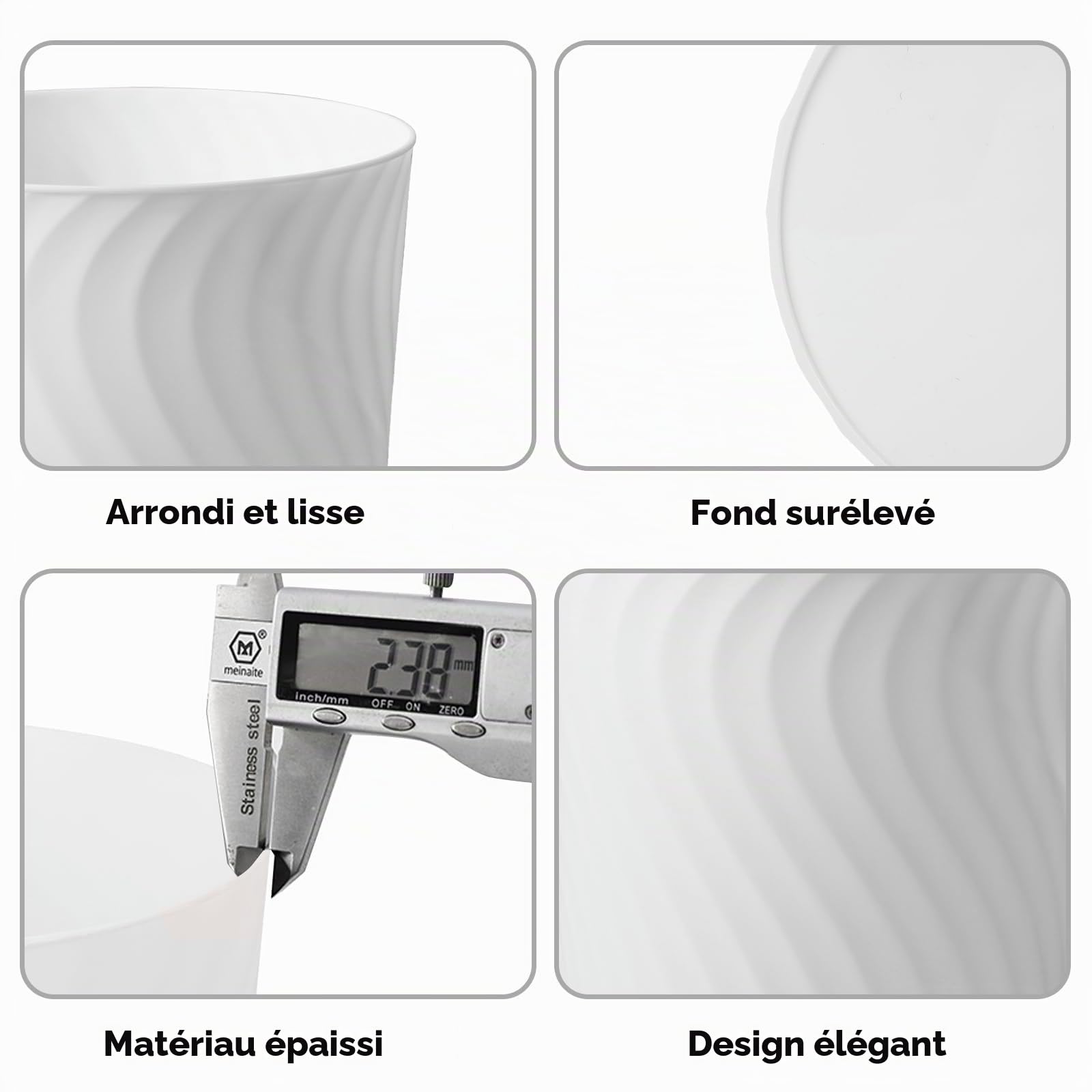 YGJT Lot de 3 Poubelles en Plastique avec 6 Rouleaux de Sacs Poubelle | LCorbeille à Papier 7 L - pour Bureau, Salle de Bain, Cuisine ou Chambre, Format Compact 24,9 x 20 x 16,5 cm Blanc