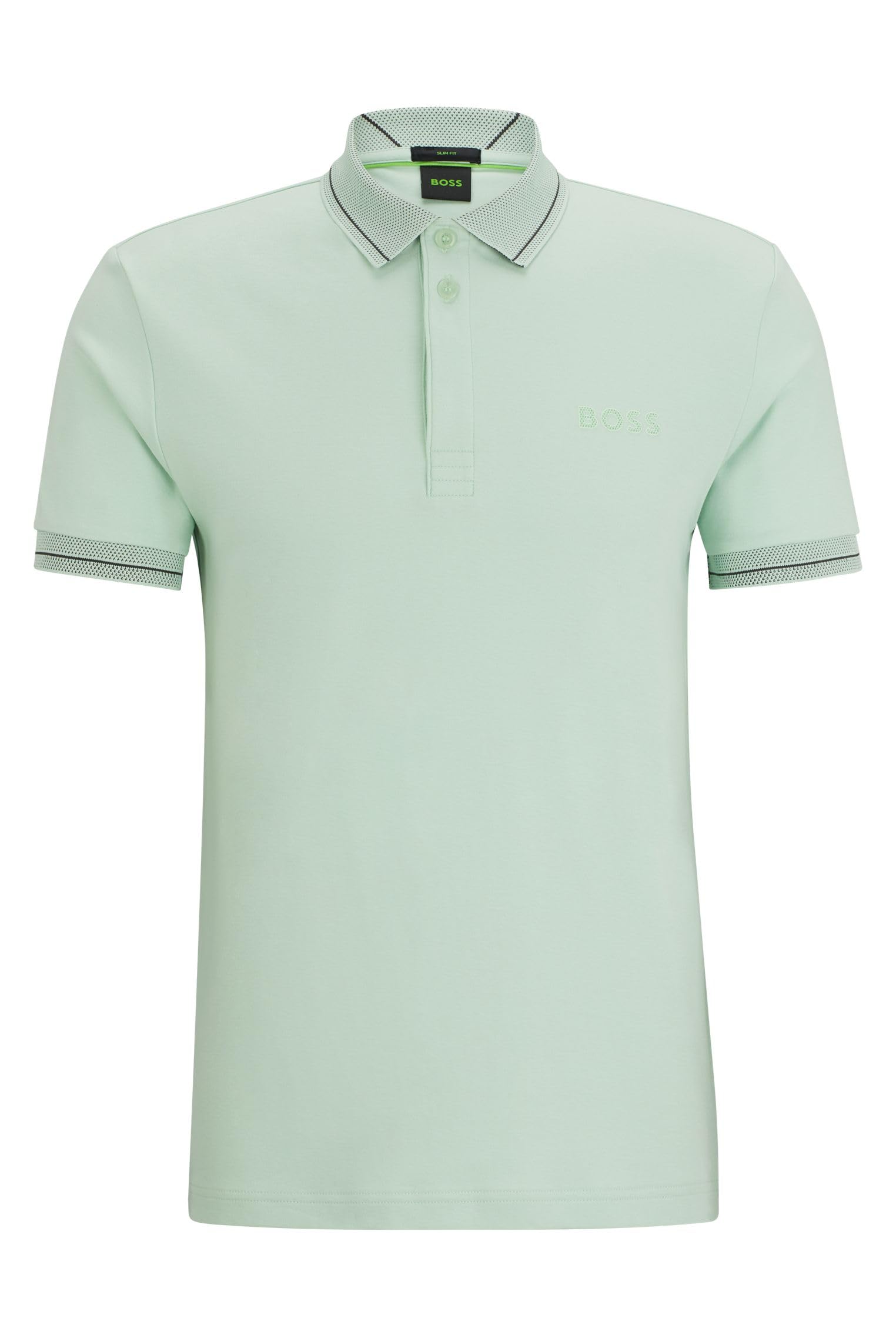 BOSS Men's Paule 1 Slim-Fit Interlock Cotton Polo Shirt with Mesh Logo