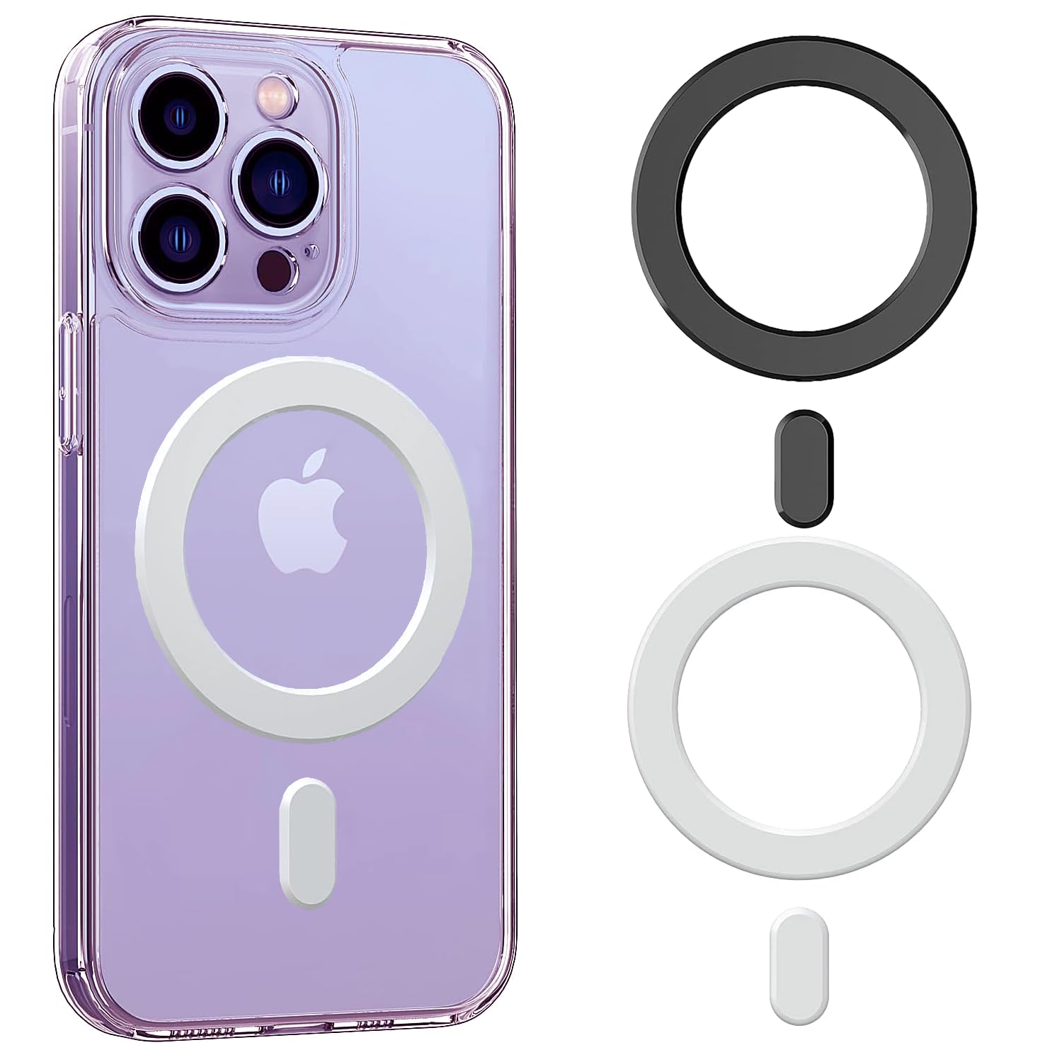 Anillo adaptador magnético compatible con Magsafe, adhesivo magnético universal compatible con accesorios Magsafe y carga inalámbrica para iPhone 15/14/13/12 Mini Plus Pro Max (paquete de 2,