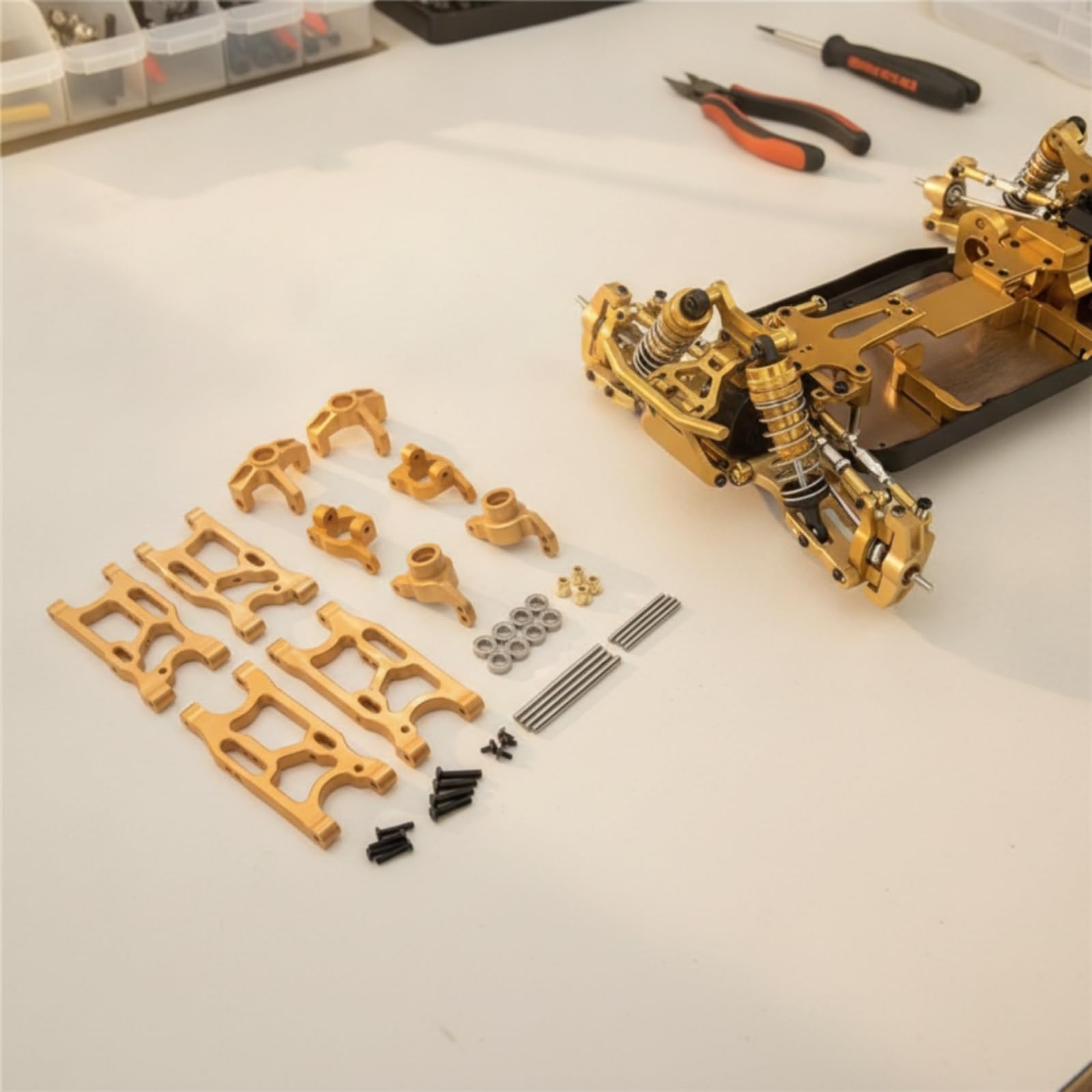 kowaku Veicolo Industriale Kit Componenti Auto RC Ammortizzatore Piastra Fissaggio Cuscinetti Metallo Fresato Finitura Pulita Adatto a Modellismo 1 12 1 14 Manutenzione Ottimizzazione, Titanio