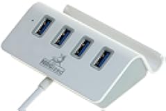 Artix M-325 USB 3.0 4-Port Portable Hub (NOT A Charger) with 2-Foot USB 3.0 Cable - 4-Port Hub with Stand (Silver)