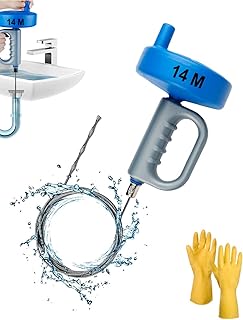 Drain Unblocker Tools, 14 M*5mm Snake Drain Auger, Professional Toilet Snake for Bathtub Drain/Kitchen/Shower Drains/Floor Drains, Effective Drain Clog Remover Tool (Blue)