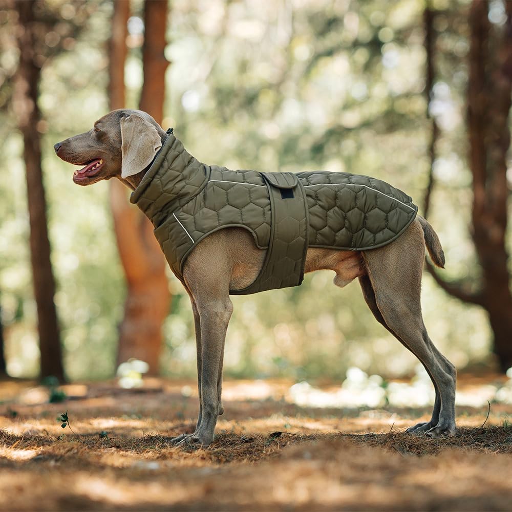 Chaleco De Abrigo para Perros De Invierno, Chaqueta De Cuello De Tortuga para Perros Grandes con Tiras Reflectantes Y Ropa De Nieve De Mascotas Forrada Y Lellada para Al Aire Libre FríO