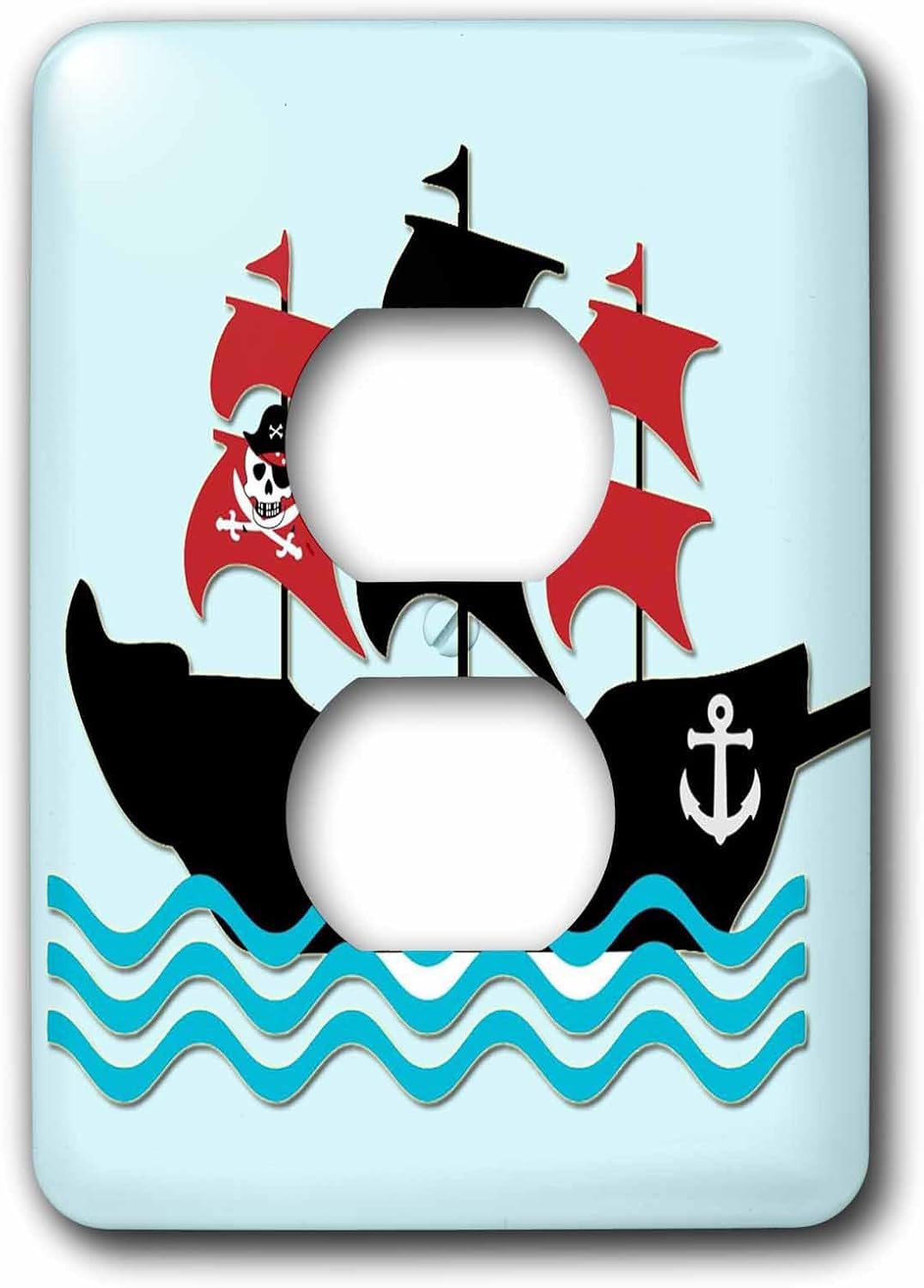 3dRose lsp_224466_1 Pirate Boat. Kids Décor. Blue. - single Toggle Switch