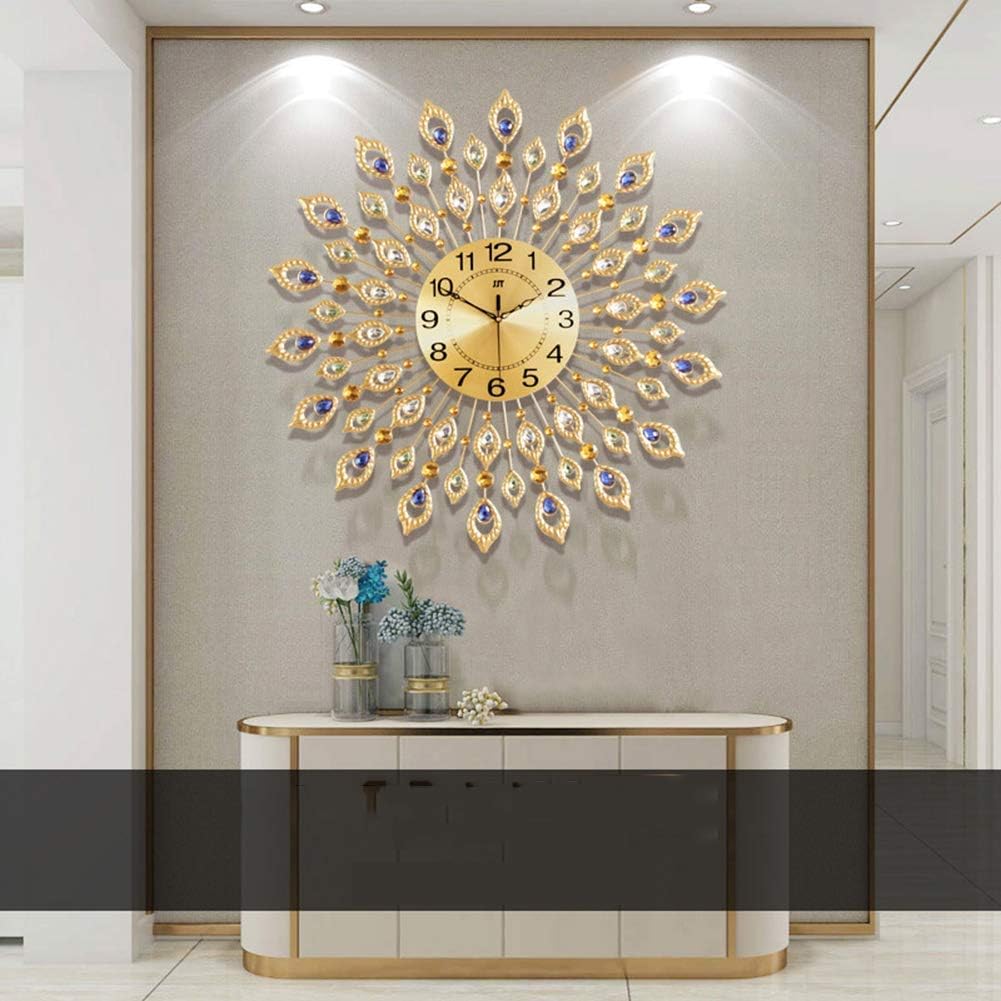MYUYEE Large Wall Clock, Metal 3D Decorative Silent Clock for Living Room, Kitchen, Offi - Modern Design Wall Watch for Home Decoration,B (B)