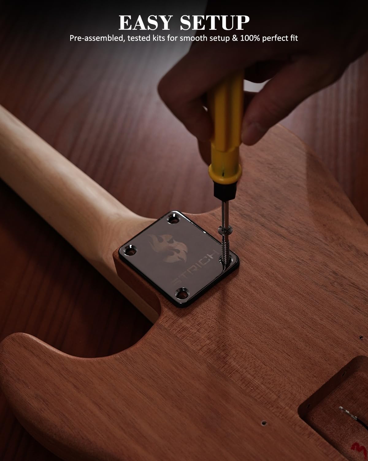 STRICH Kit de guitarra eléctrica de bricolaje, cuerpo de caoba estilo ST y guitarra de cuello de arce con pastillas SSS, kit fácil de montar con todas las piezas incluidas, construye tu propia