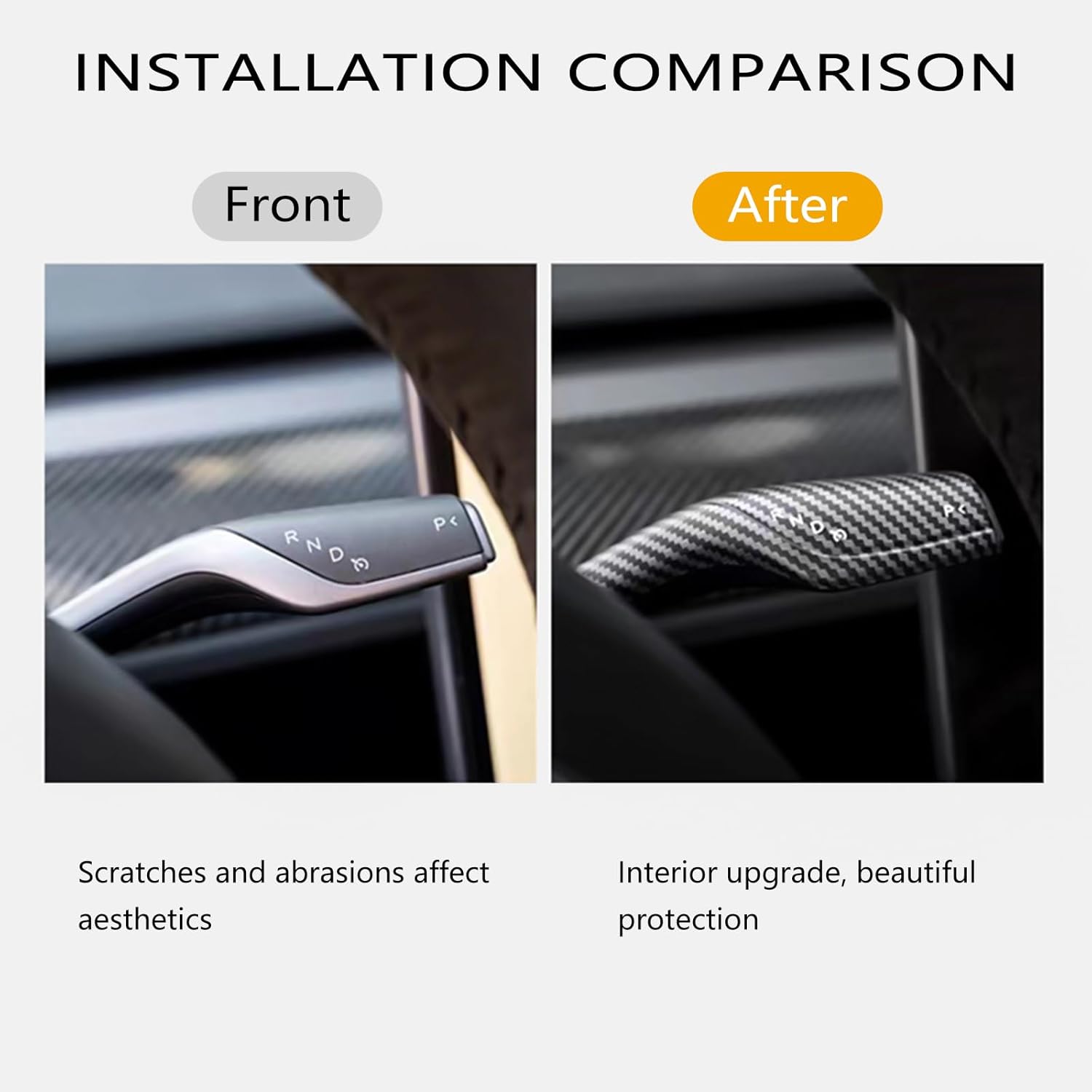 Steering Wheel Trim Cover for Tesla Model 3/Y, for Tesla Model 3/Y Steering Lever Gear Shift Cover,Compatible with Tesla 2017-2024 Model 3 Model Y,Interior Decorative Accessories(Gloss White)