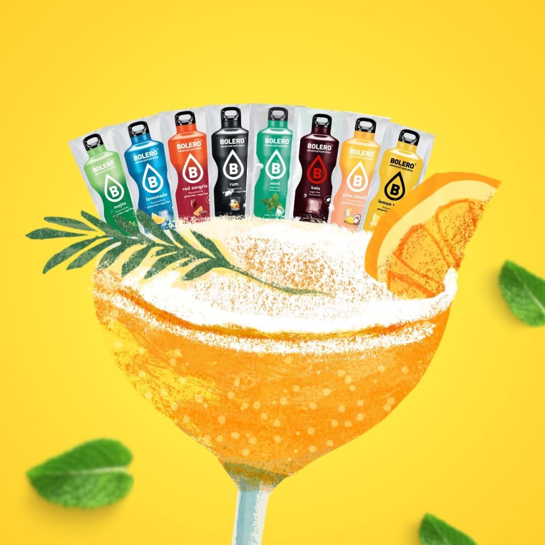 6 x Bolero Drinks Mango – je 24 x 9 g Getränkepulver ohne Zucker – Mit Stevia gesüßt & Vitamin C – Glutenfrei, Vegan,+ Italy Shop Service Kostenloser Schlüsselanhänger