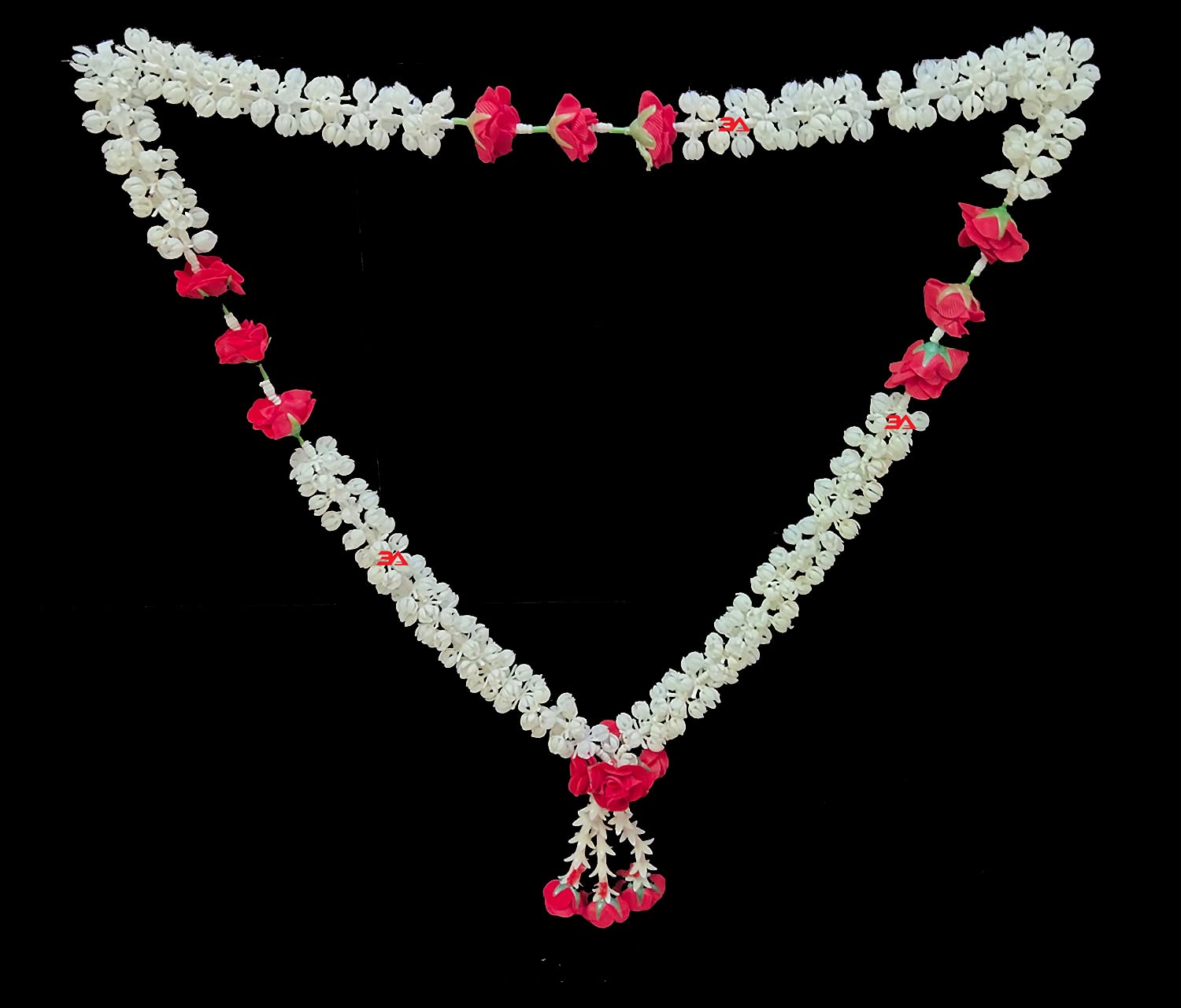 3A FEATURETAIL Artificial Mix Flowers Garland, Artificial Phool Mala for Photo Frame Decoration (Pack of 1, Jasmine-and-Rose)