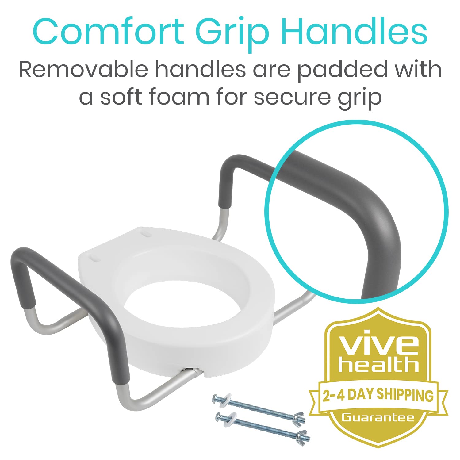 Vive Toilet Seat Riser with Handles Raised Toilet Seat with Padded