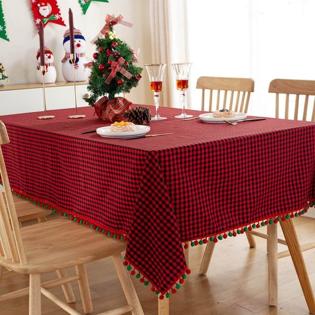 Nappe de Noël rectangulaire salle à manger cuisine nappe de fête à pompons