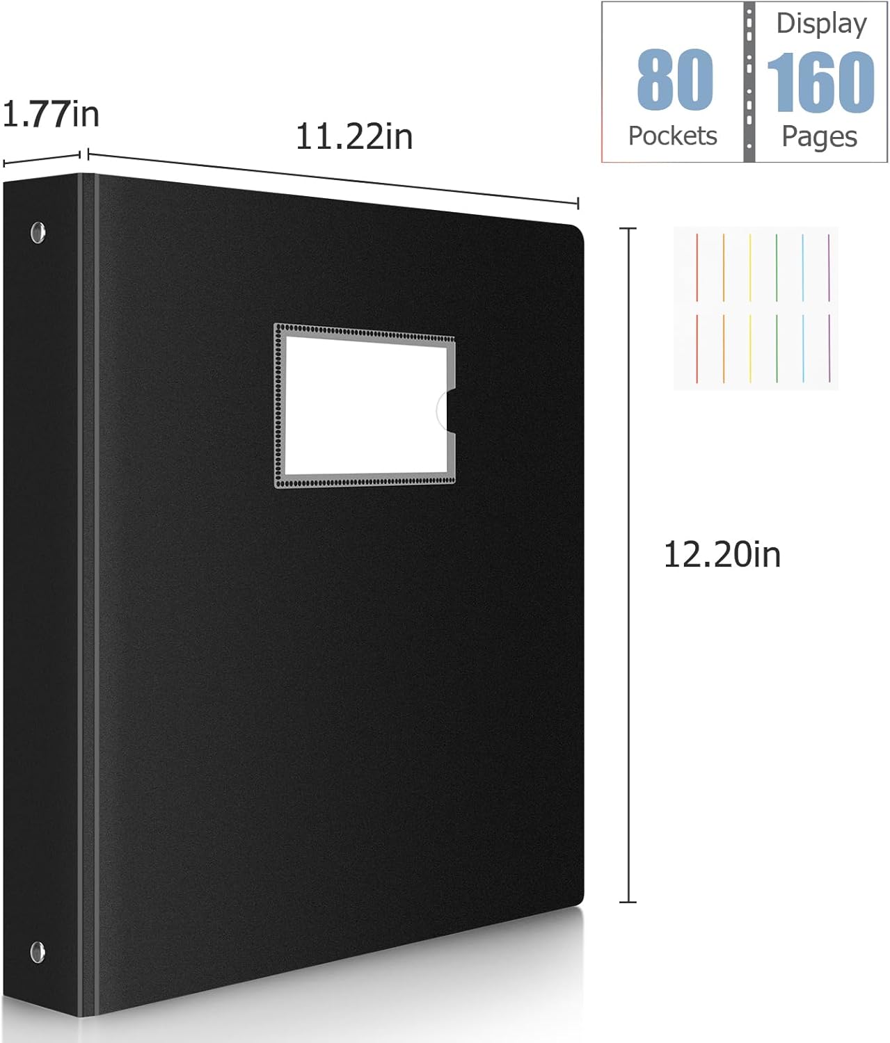 Uquelic 80-Pocket Binder with Plastic Sleeves for Letter/A4 Size(11" x 8.5"), Document Binder Organizer for Papers, Certificates and Artwork, Colorful PP Divider Pages for Presentation (2 Pack)