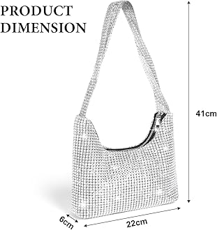 OSDUE Rhinestone Crossbody Bag, Women Silver Clutch Bag, Sparkly Rhinestone Purses, Evening Handbag Purse, One Size Cocktail Wedding Engagement Bag Purse For Party Bridal Night Bags