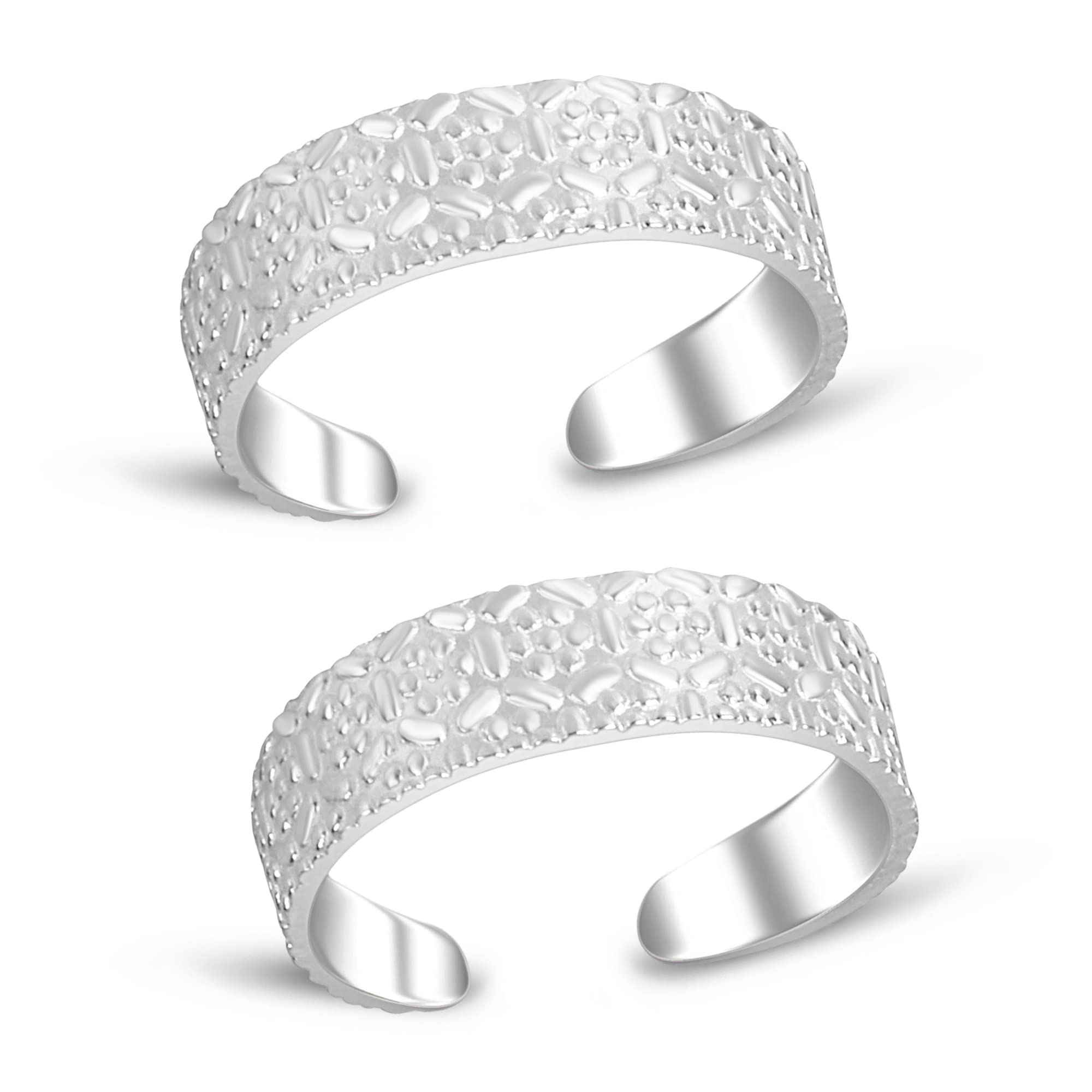 Silver ChestSilver Chest Silver Toe Rings for Women Pure Silver 925 - Elegant and Comfortable 3D Self Design Simple Toe Ring Silver Bands for Girls