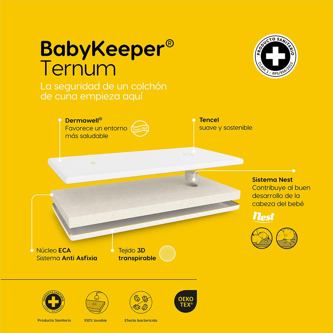 Colchón Minicuna Colecho 50x80x con Grosor de 9,2 cm | Colchon Cuna Bebe Transpirable y Antiasfixia | Colchon Minicuna Ergonómico y 100% Lavable para Cuna Recién Nacido