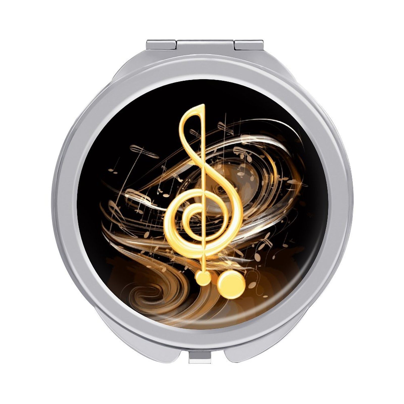 Fekiloot Style Music Note Travel Makeup Mirror Handheld Compact Mirror Portable Pocket Mirror Double-Sided 1X/2X Magnifying For Handbag And Purses