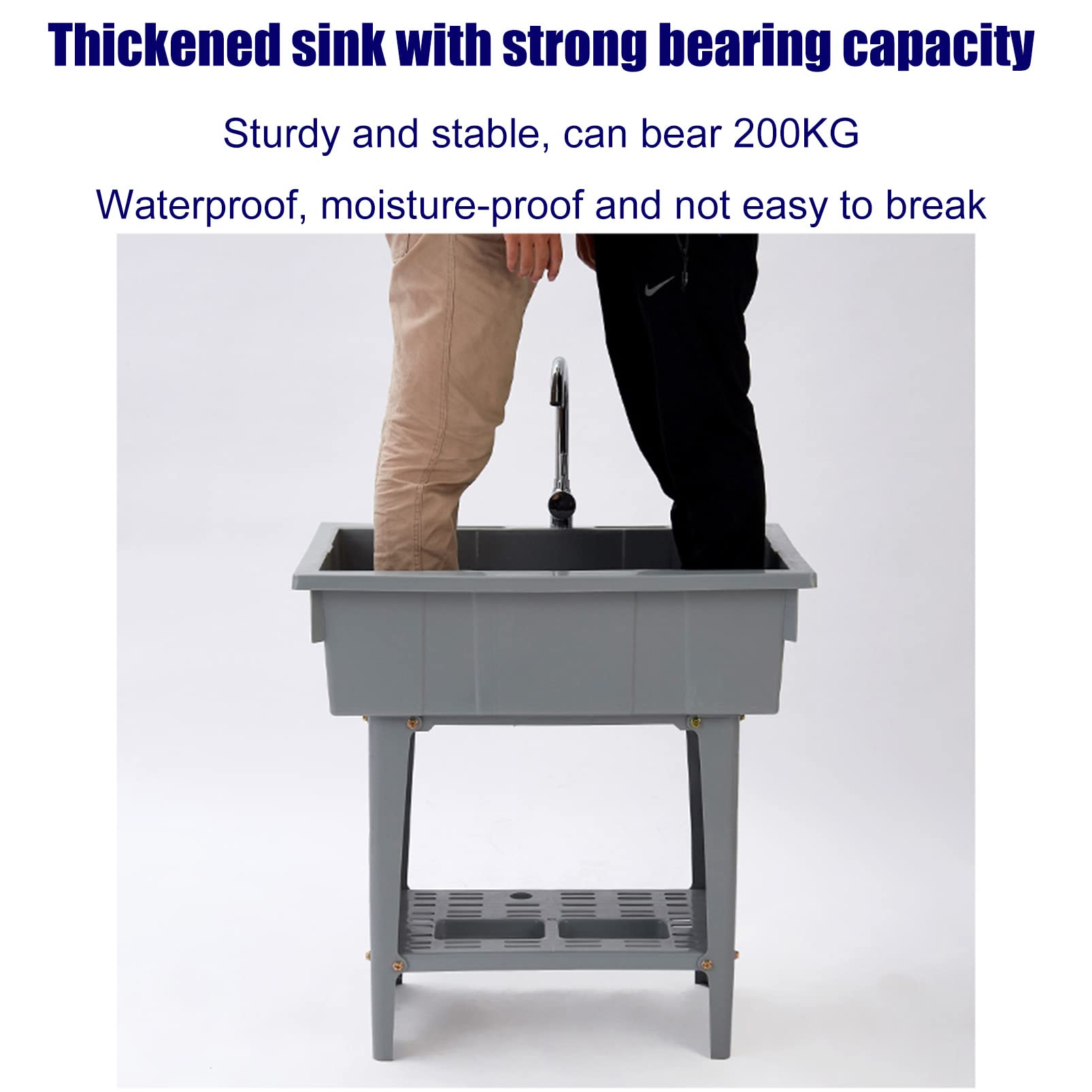 Lavabo Multiusos con Tabla de Lavar y Grifo - Lavadero Exterior Independiente para jardín, balcón, Garaje y Limpieza de baños.