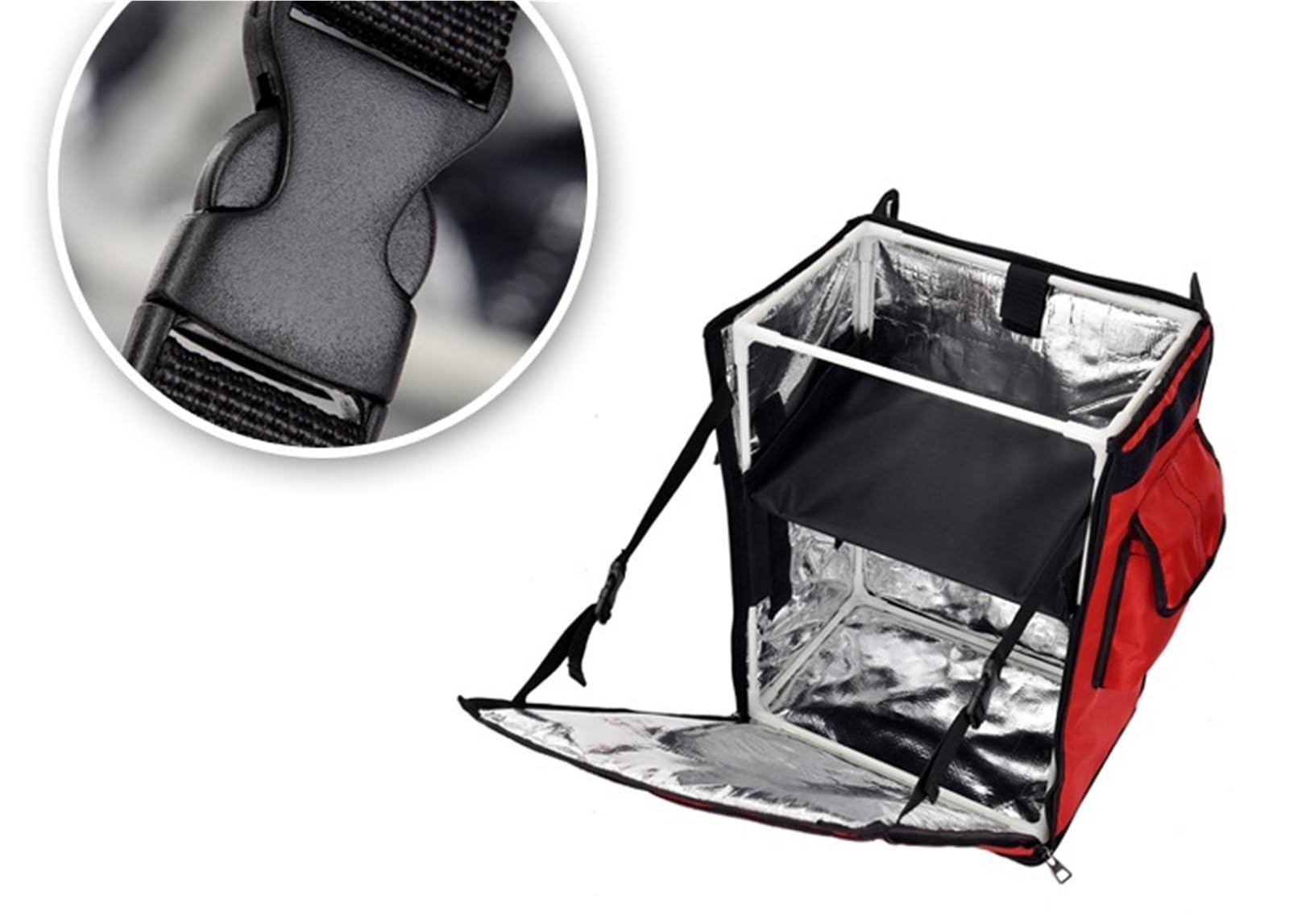 Bolsa Entrega Alimentos Frio Y Caliente, 35L Mochila Bolsas De Enfriador Grandes Cake Takeaway Caja Congelador Comida Rápida Pizza Entrega Incubadora(Red)