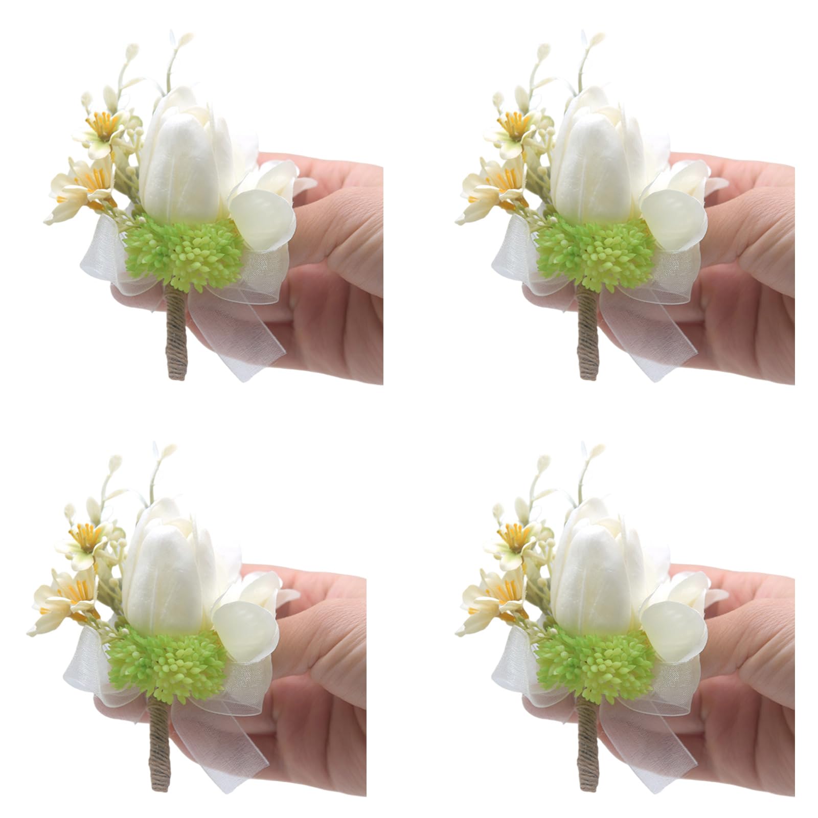carotoe 4Pcs Wedding Boutonniere for Bride, Wedding Corsage Boutonniere Proms for Ceremony Anniversary Corsage Pin Set