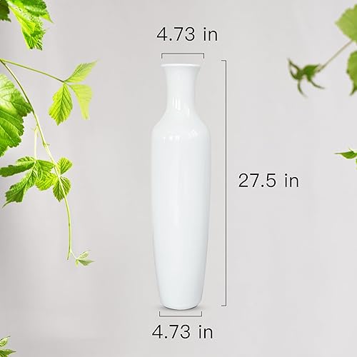 Miniatura 2 de Jarrón alto para suelo, 27.5 pulgadas (27.6 in, 2.3 pies) de alto, resistente, lujoso, suave, recipiente para ramas decorativas, flores secas,