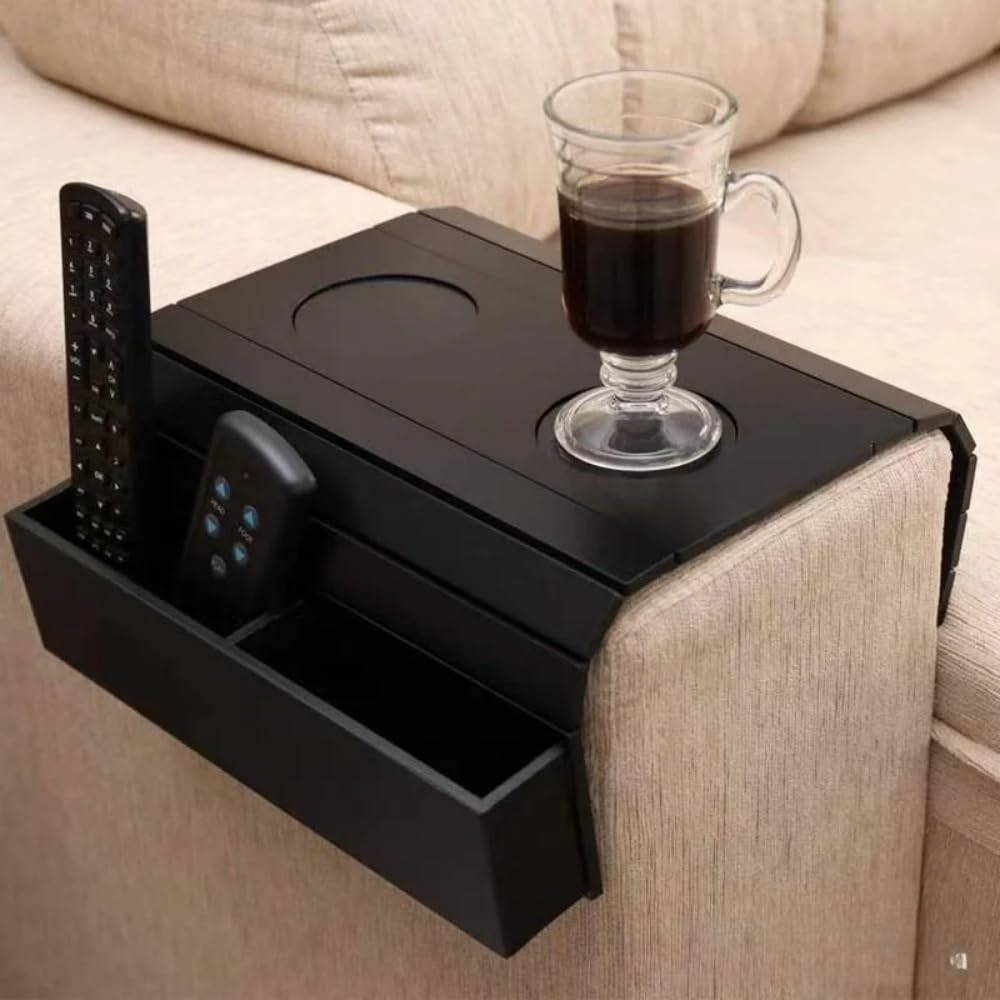 Bandeja para reposabrazos de sofá hecha de madera plegable y ecológica para bebidas