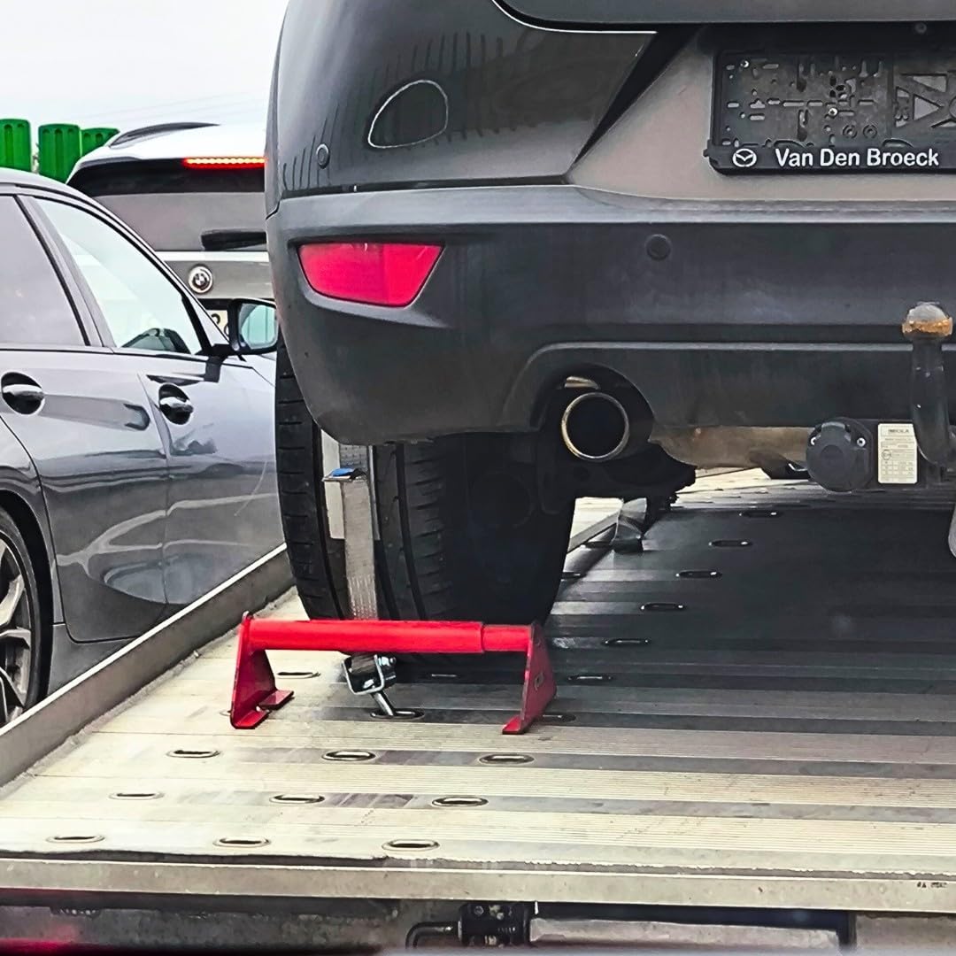 Radstopper/Radhalter Autotransporter verstellbar 275–425 mm – Radblocker für Abschleppwagen & PKW Anhänger – passend für LOHR Bleche – VDI 2700-8.1