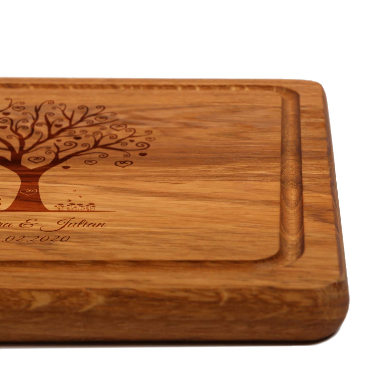 FORYOU24 Holz Schneidebrett dunkel mit Gravur Motiv 05 - personalisiert mit Wunsch-Namen Küchenbrett graviert als Geschenkidee zur Hochzeit