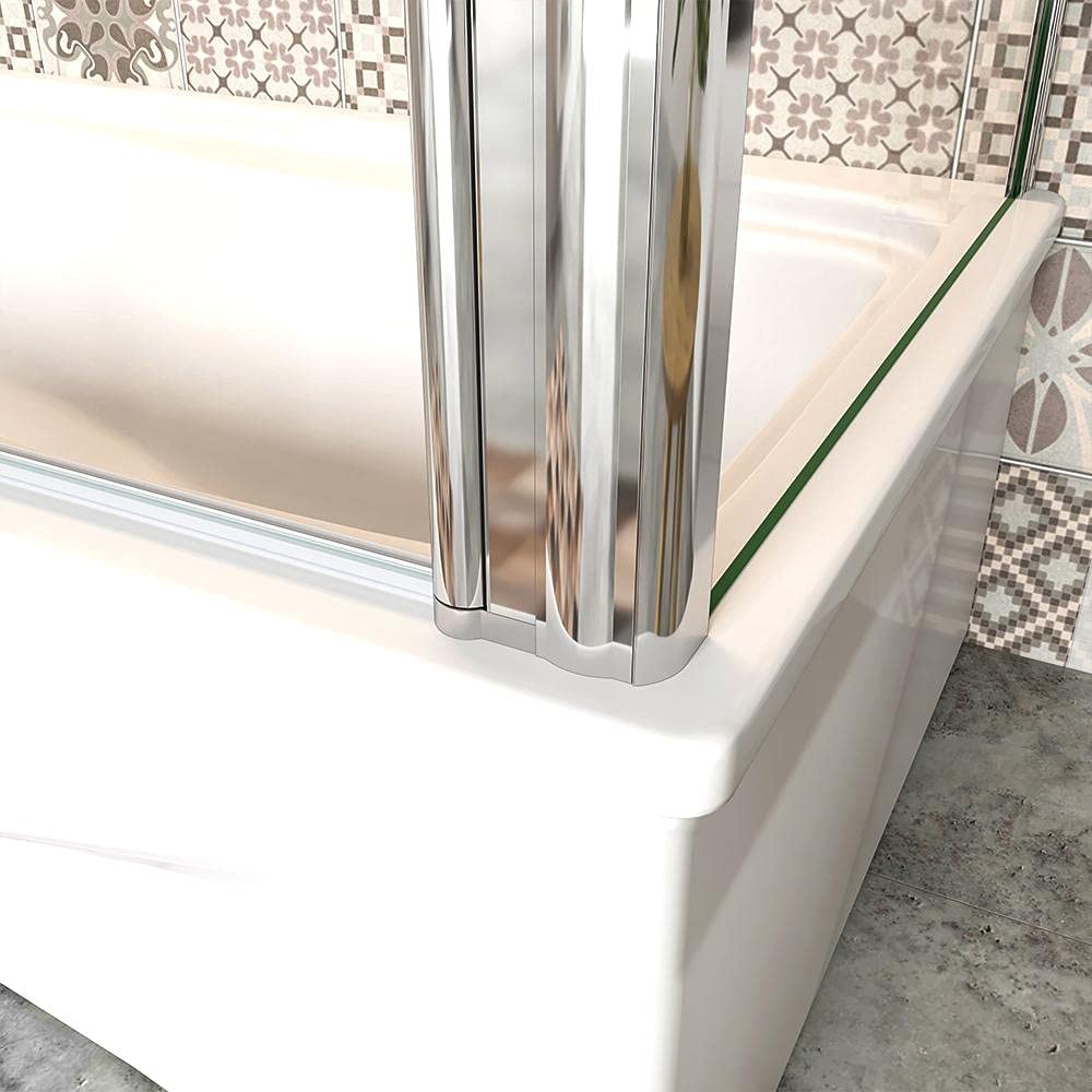 Sopravasca 130x140cm Angolare 3 Ante Pieghevoli Laterale 70cm 6mm Vetro