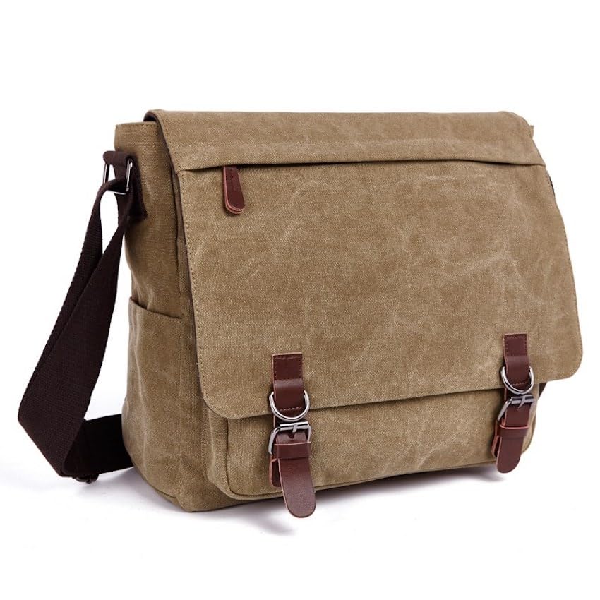 Bolsa Transversal Carteiro Pasta Para Notebook Resistente Impermeável Grande Capacidade para Trabalho Viagem E Uso Diário Compartimentos Organizadores Alça Ajustável Unissex - ZAFIN (Marrom)