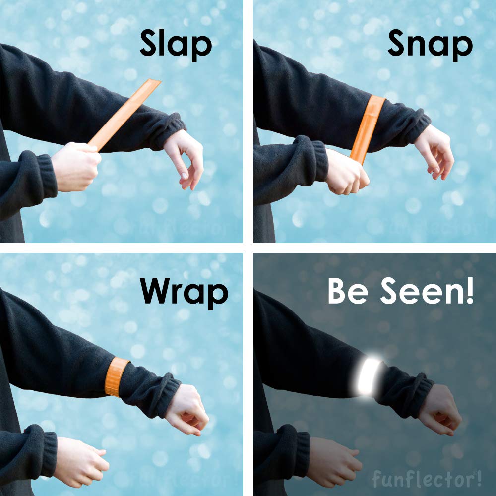 funflector Reflective Slap Bracelet - Black - 2-Pack