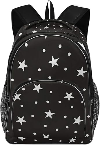 ALAZA Star and Polka Dots Abstract Black White Retro Business Travel Senderismo Camping Mochila Pack para hombres y mujeres