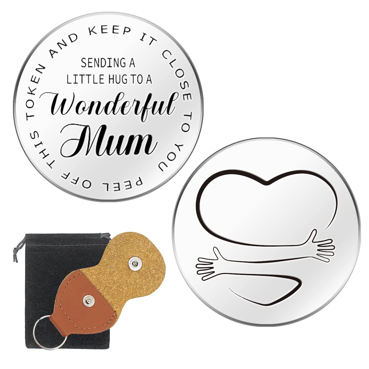 RAOSIME Wonderful Mum Pocket Hug Token Gift for Mom,Long Distance Relationship Keepsake Stainless Steel Double Sided Thinking of You Pocket Hug Token Gift for Mummy Mother