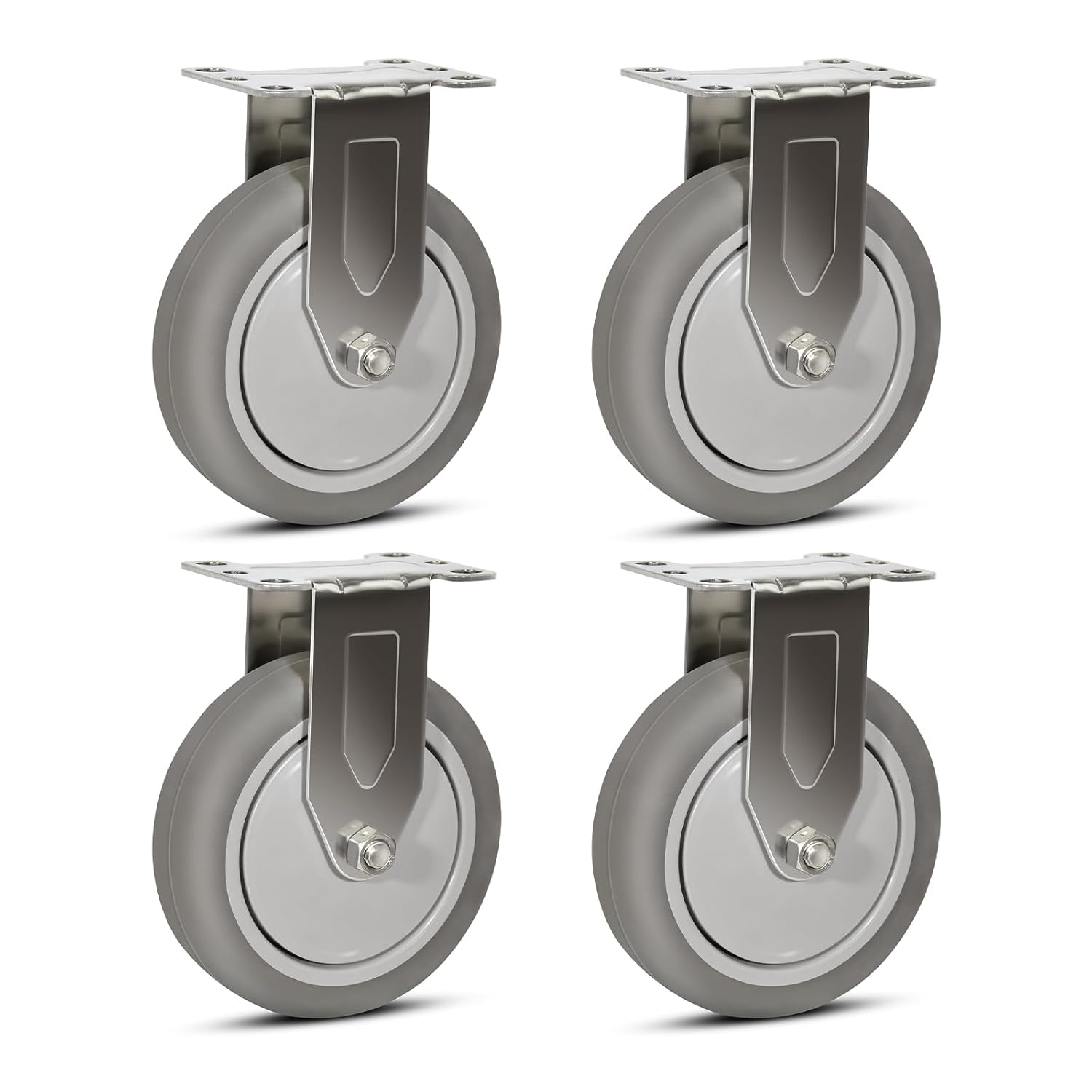4" Stainless Steel Casters,Heavy Duty Industrial Casters - Thermoplastic Rubber Casters for Laboratories, Food Service - 2 Swivel 2 Rigid, Load Capacity 1200 lbs