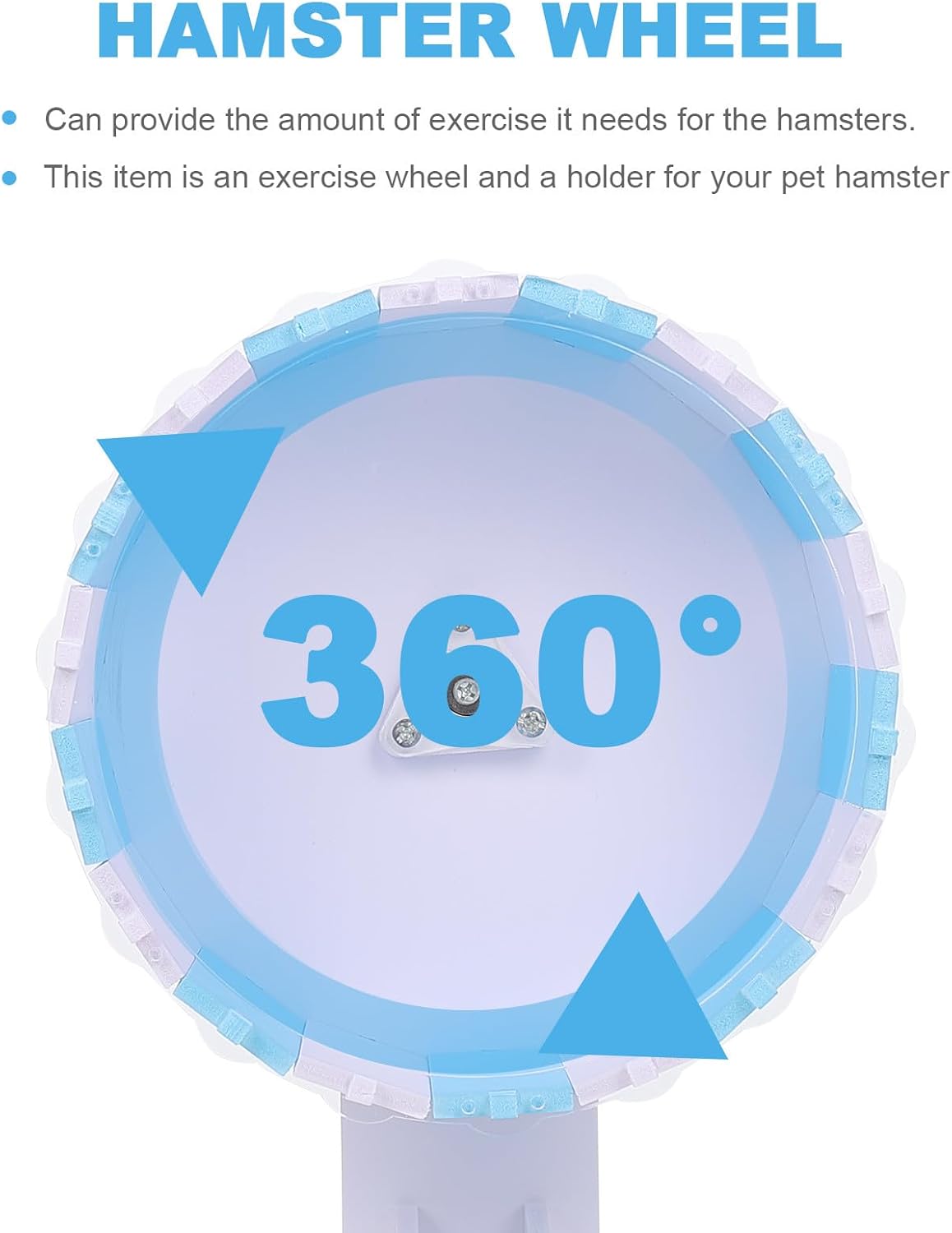 Hamster Wheel with Stand 18cm Blue White, Small Animal Exercise Wheel for Hamsters Gerbils Mice, Pet for Indoor Activity and Running