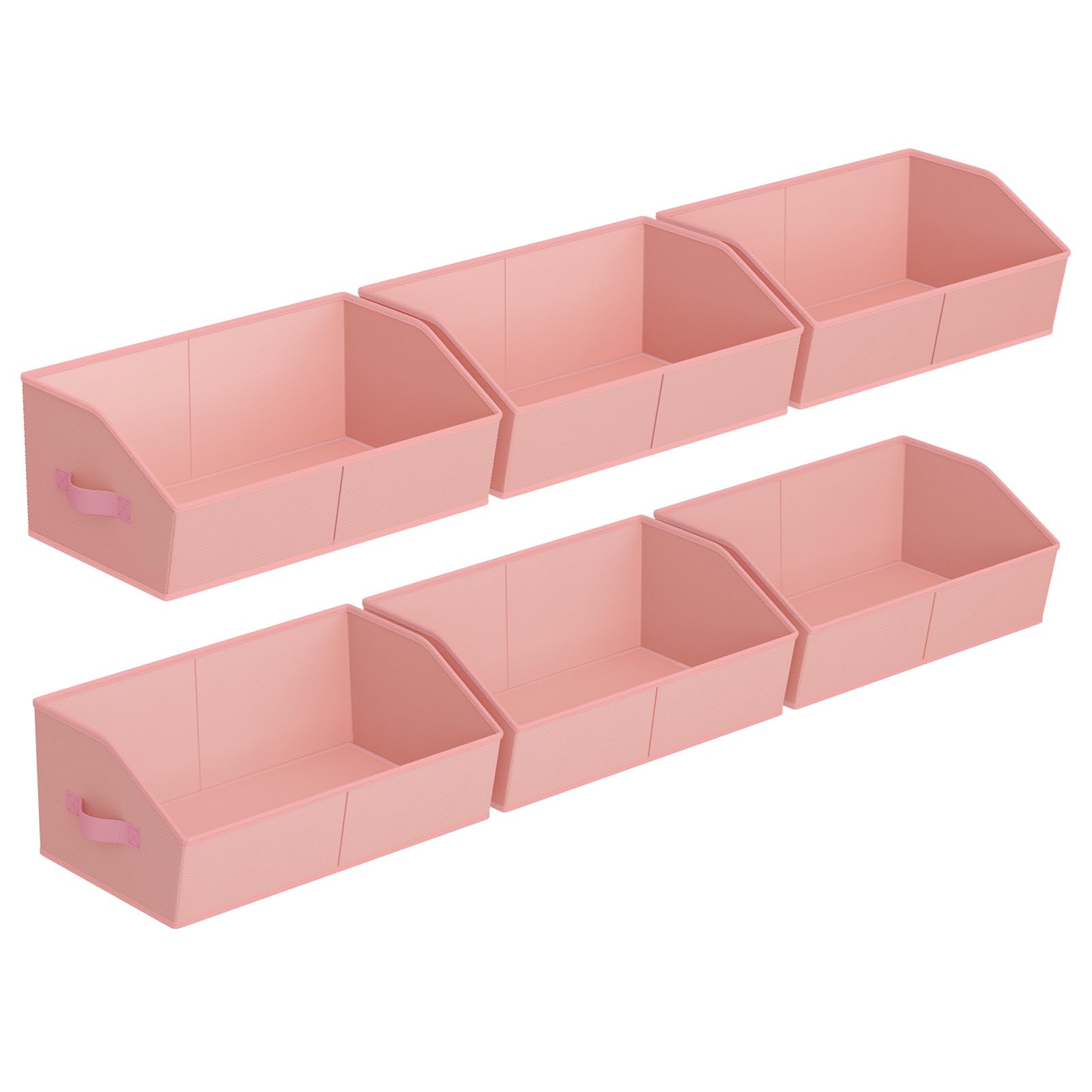 Homsorout Storage Bins for Shelves - Large Trapezoid Closet Shelf Organizer, Fabric Organization Bins with Handles, Storage Baskets for Clothes, Towel, Purse, 6 Pack, Pink