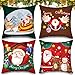 4 pcs Fundas Navideñas para Cojines, Fundas de Almohada de Navidad para Sofá, Funda de Almohada de Lino 45 * 45cm, Funda de Almohada Decoración para Hogar,Funda de Almohada Decorativa