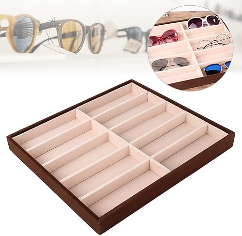 Miniatura 7 de Cyrank Caja de lentes de sol de 10 rejillas organizador de lentes de sol bandeja de almacenamiento para lentes de sol organizador de terciopelo para