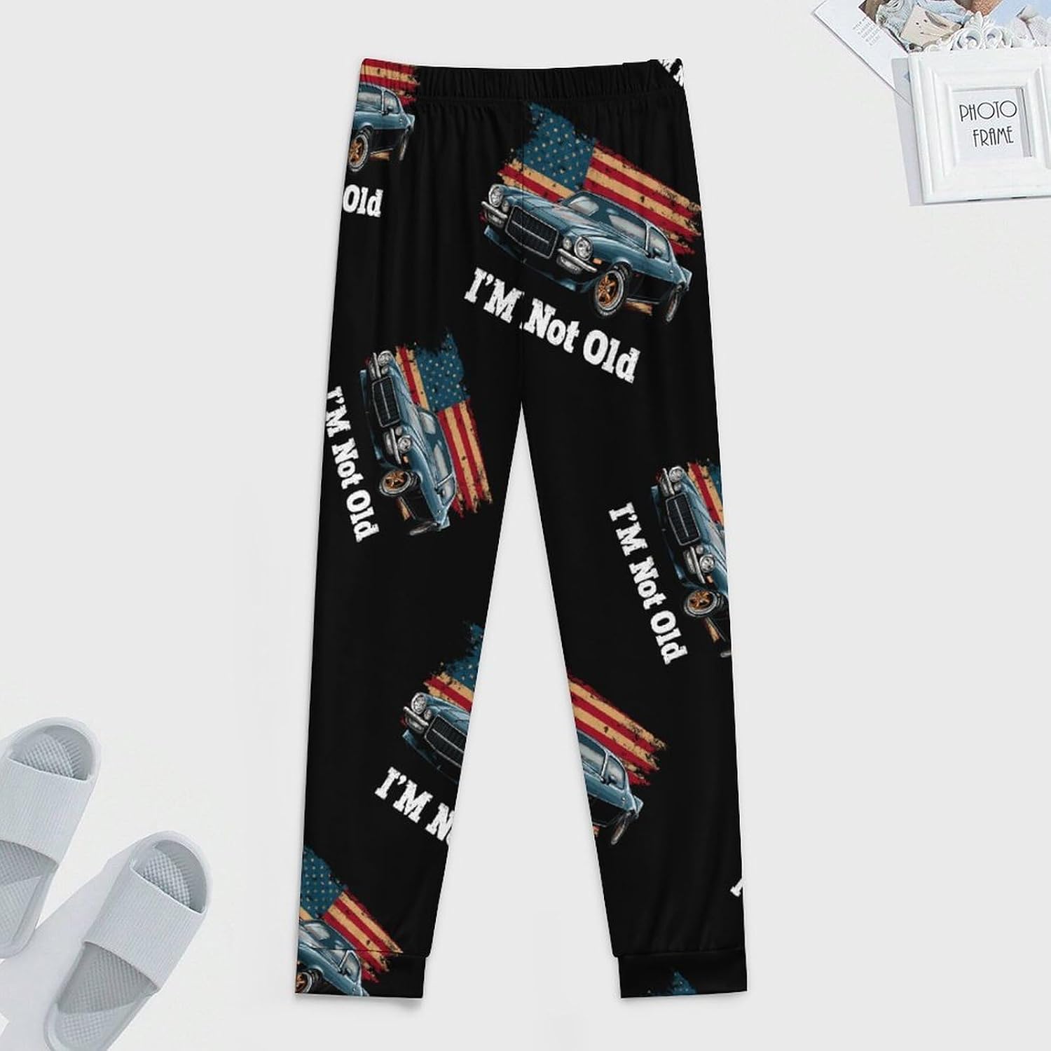 USA Flag Muscle Car I'm Not Old Mens Pajama Pants Soft Lounge Pants Pj Bottoms with Pockets