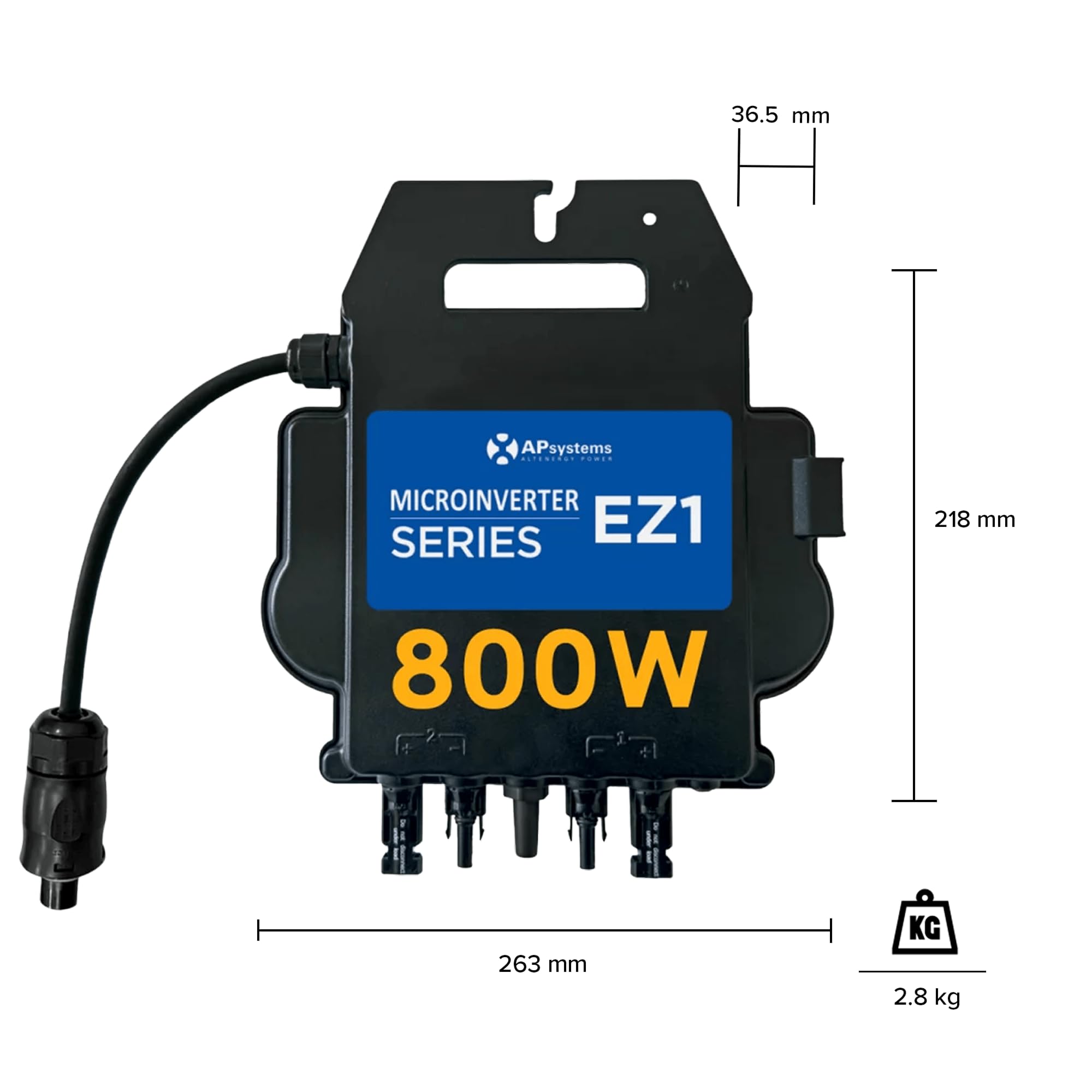 AP Systems Mikro-Wechselrichter 800 W EZ1-M-EU für Balkonkraftwerk, IP67 wetterfest, Plug-&-Play Installation, 2 MPPT, Bluetooth & WiFi, Micro Inverter
